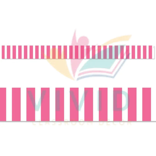 10499 Striped Pink Straight Border - Bulletin Trimmers