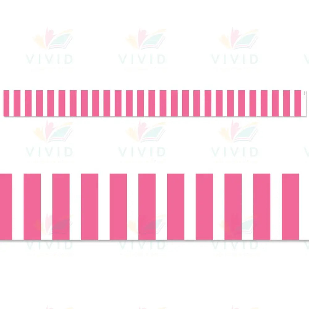 10499 Striped Pink Straight Border - Bulletin Trimmers