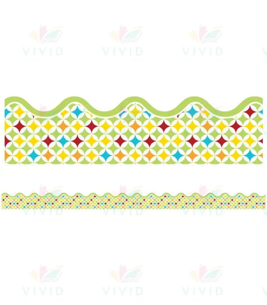 108268 Hipster Stardust Scalloped Bulletin Board Borders - Bulletin Trimmers