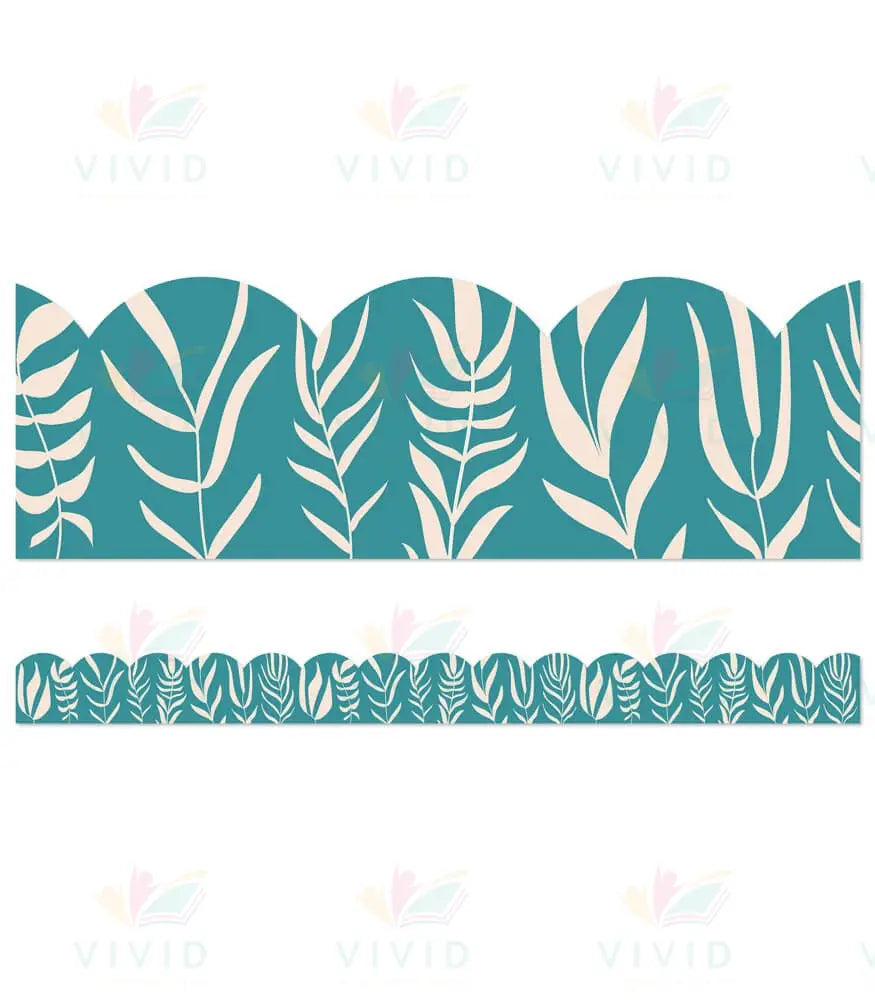 108522 TEAL LEAVES BORDER - Bulletin Trimmers