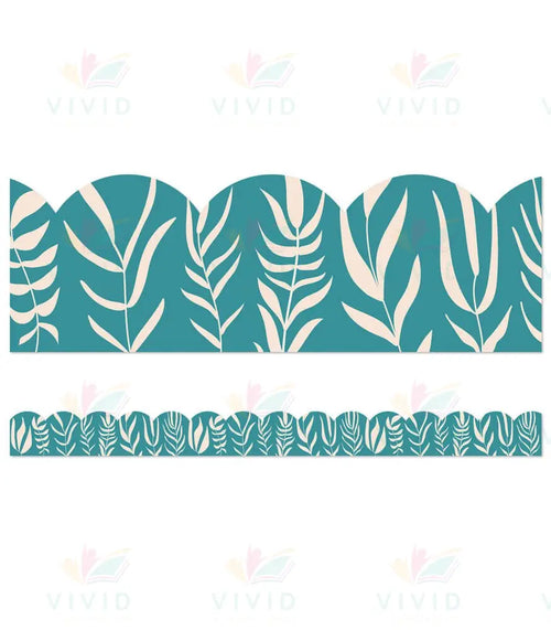 108522 TEAL LEAVES BORDER - Bulletin Trimmers