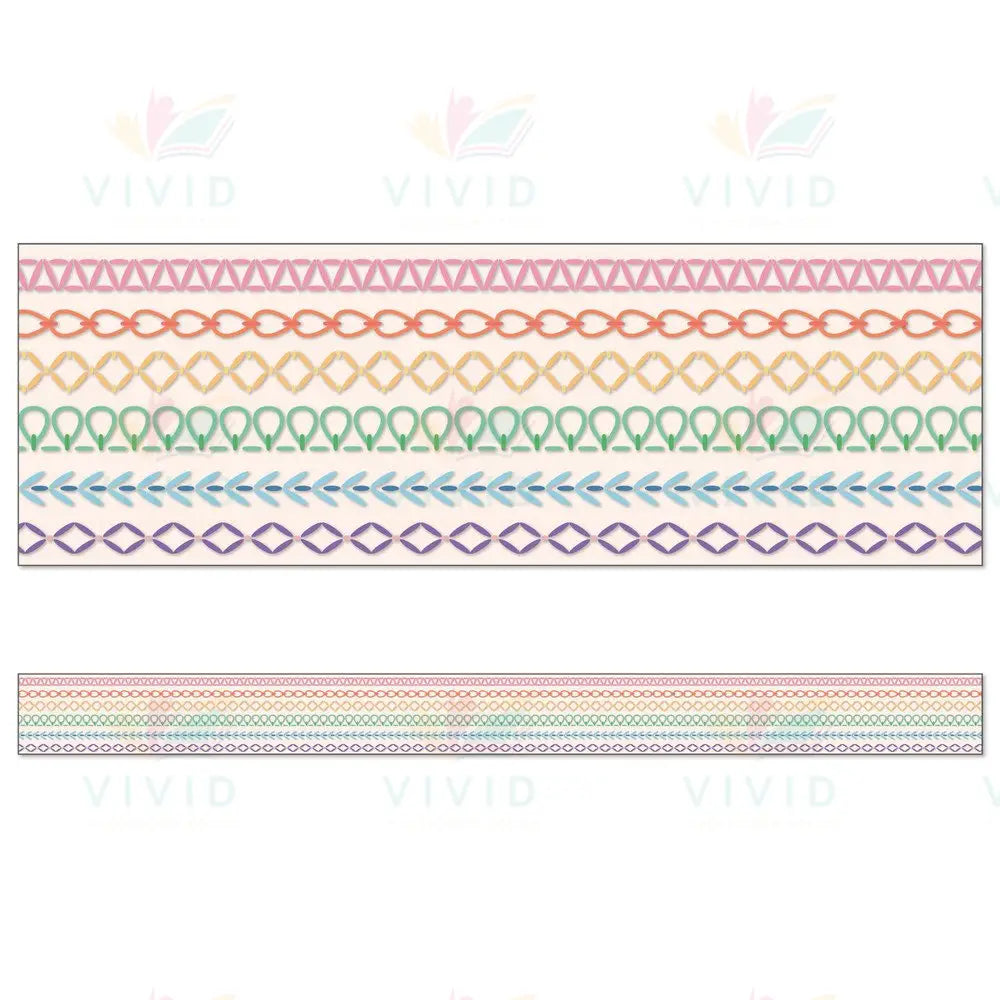 108545 Rainbow Stitched Straight Bulletin Board Borders - Bulletin Trimmers