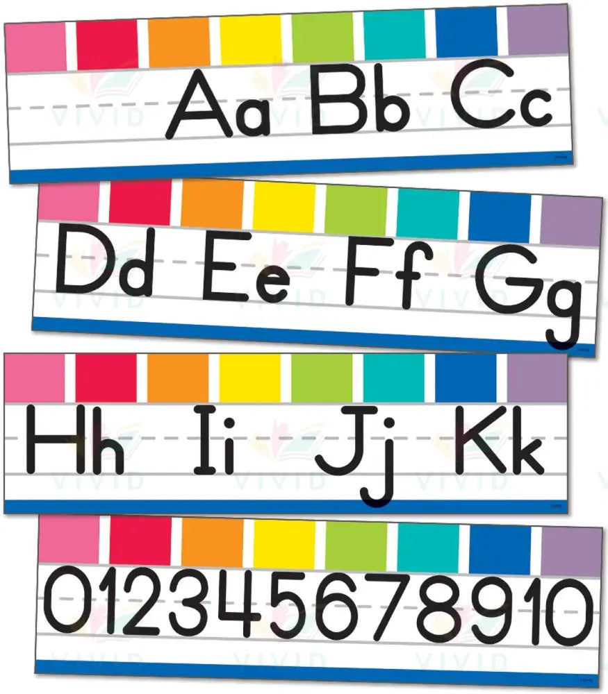 110419 ABC strips with Color box border - Learning Charts English