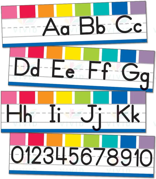 110419 ABC strips with Color box border - Learning Charts English