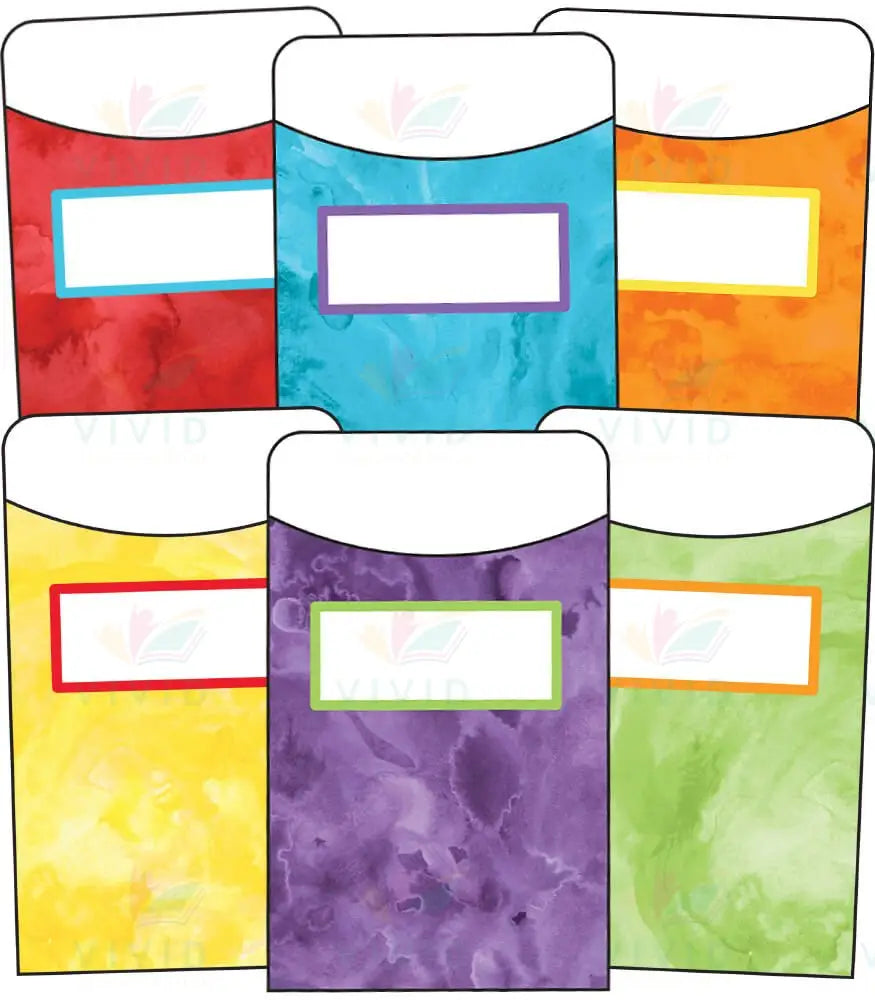 121020 WaterColor Library Pockets - 3x5’’ - Classroom Management and Teacher Aid