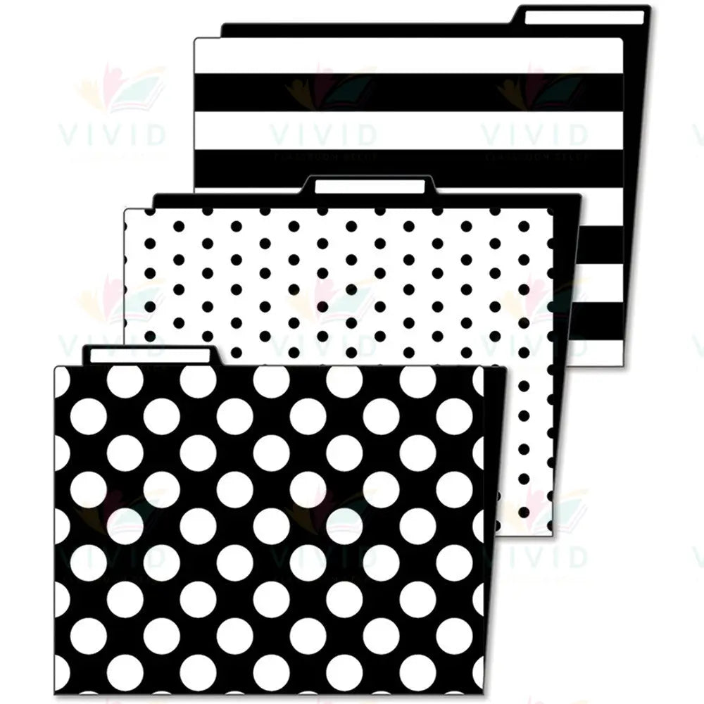 136087 File Folders Black and White - Classroom Management and Teacher Aid