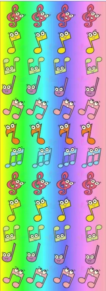 1833 MUSICAL NOTE STICKERS - 6 SHEETS - Classroom Management and Teacher Aid
