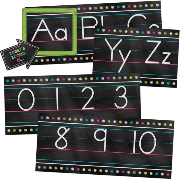TCR5621 ABC LETTERS STRIPS WITH CHALKBOARED BACKGROUND