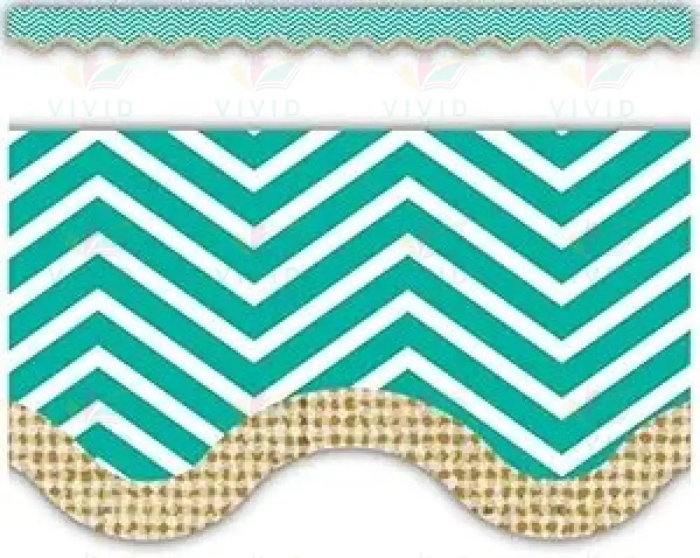 63279 Chevron Burlap Scalloped Border Trim - Bulletin Trimmers