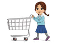 VCP2154 GIRL PUSHING CART