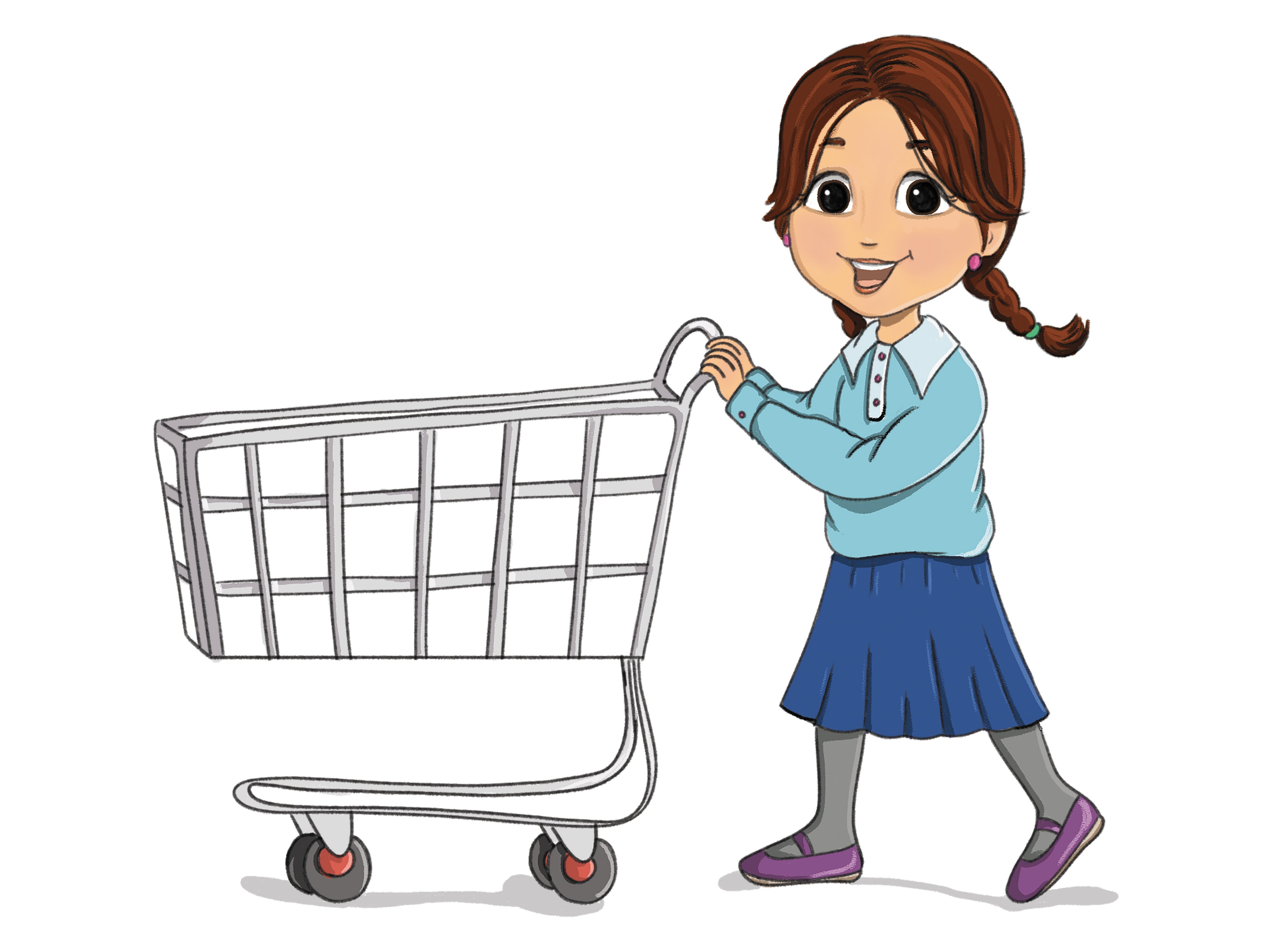 VCP2154 GIRL PUSHING CART