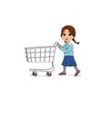 VCP2154 GIRL PUSHING CART