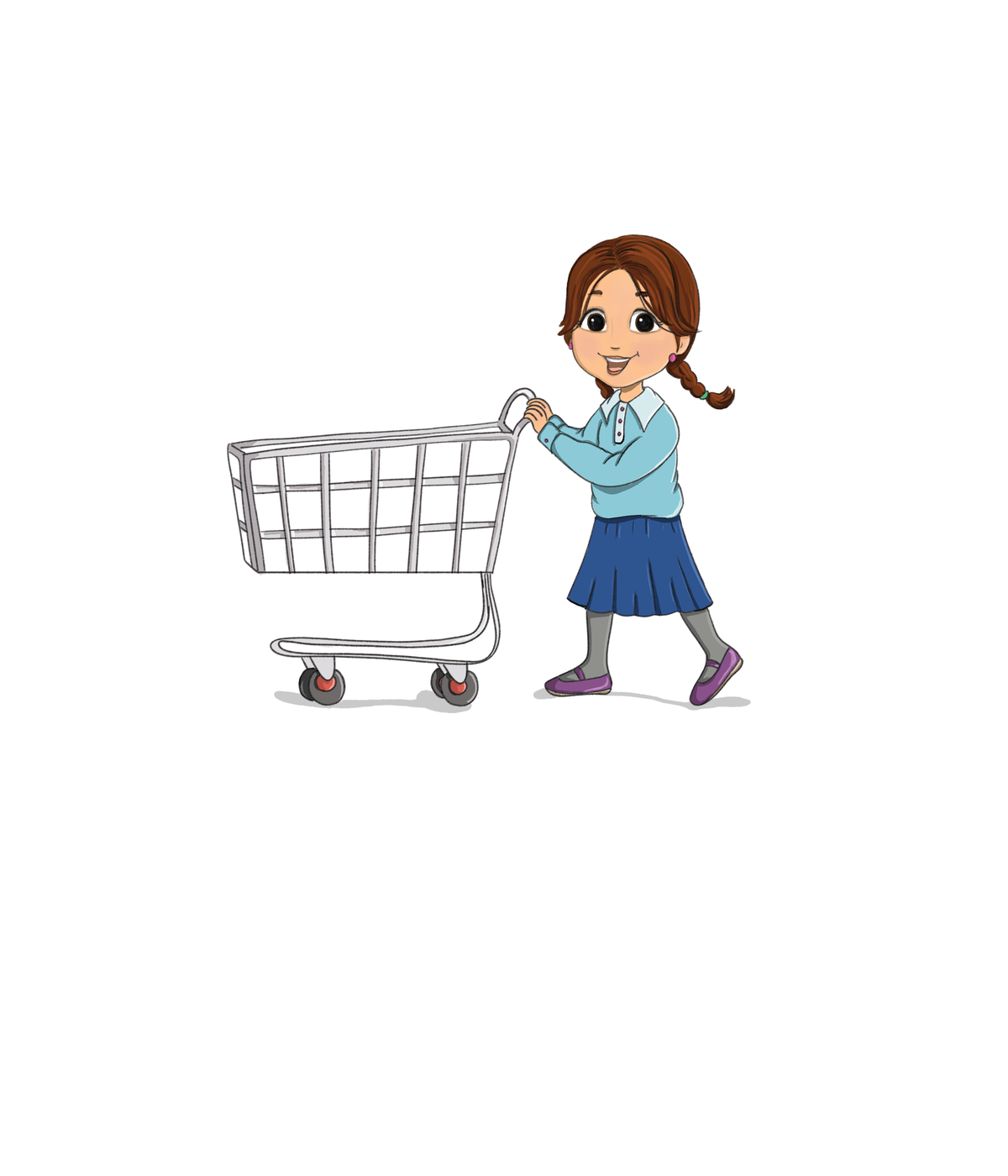 VCP2154 GIRL PUSHING CART