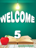VEW318 ENGLISH WELCOME GREEN BACKGROUND BOOK WITH APPLE