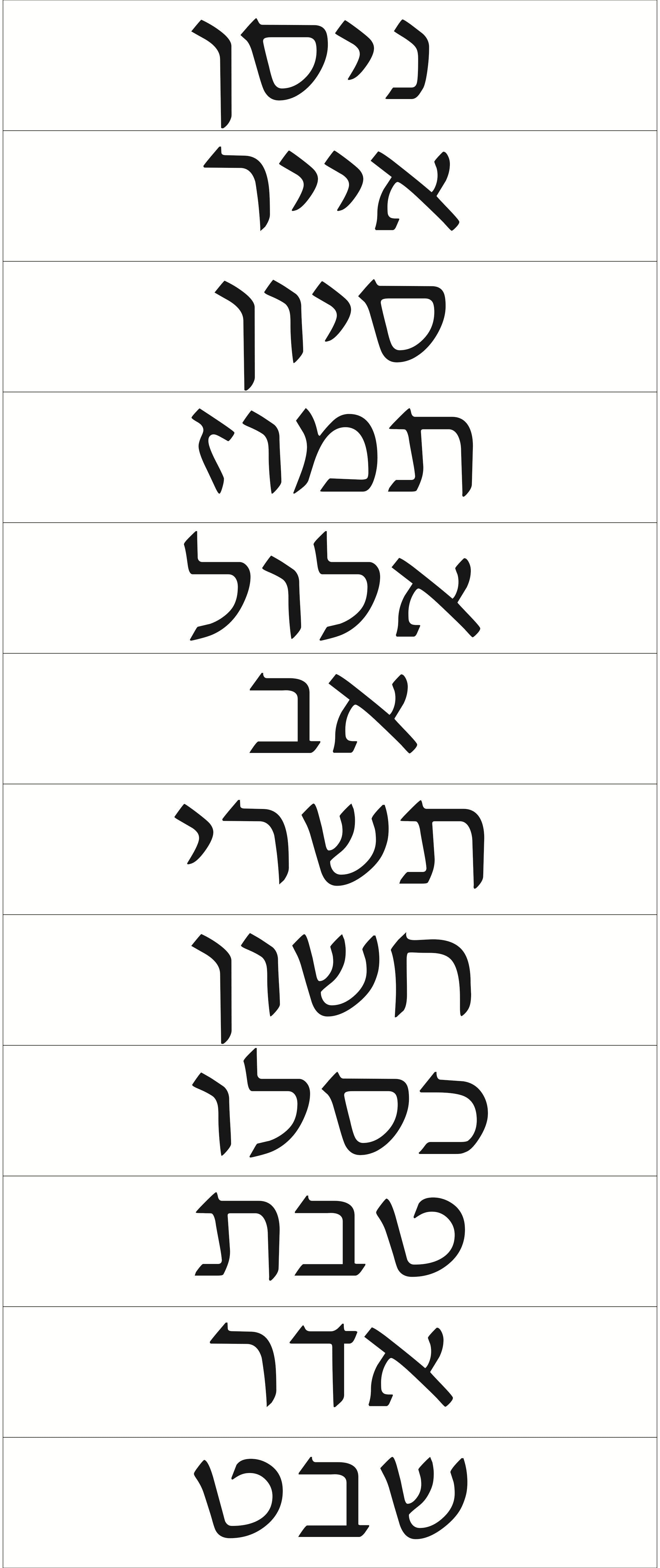 VSP1003 SIMPLE MONTH HEBREW