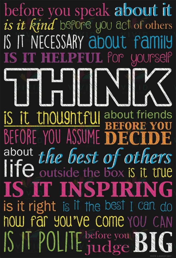 A91019 Think Poster - 12x18 - Inspirational Quotes English