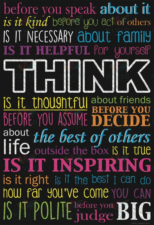 A91019 Think Poster - 12x18 - Inspirational Quotes English