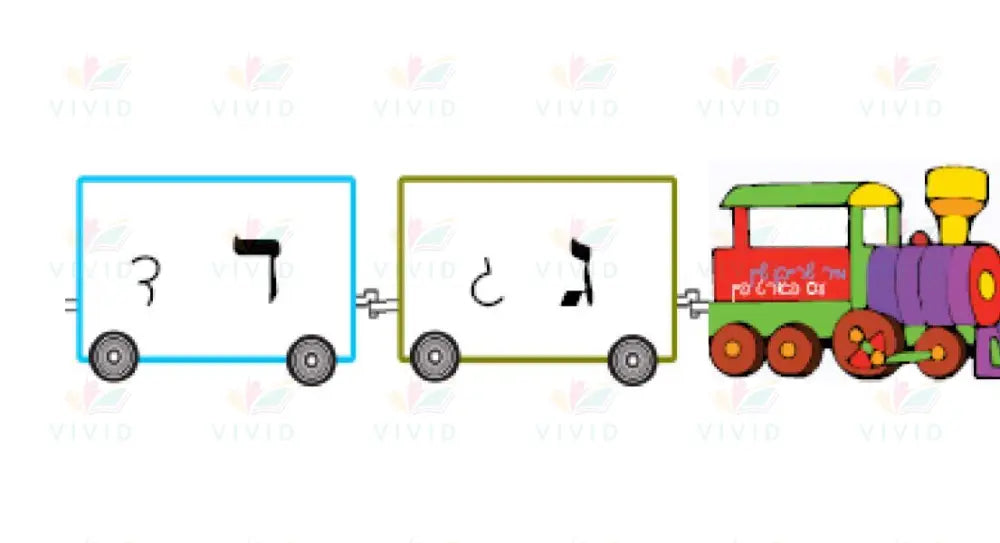 N1200 Aleph Bais Train Lushen Kodesh and Script Letters - 8.5x11’’ - Learning Charts Yiddish
