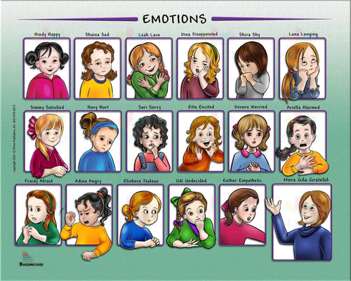 NS102 Emotion Poster Girls English - 18x24’’ - Learning Charts Yiddish