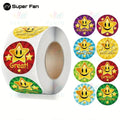 ON104 STAR HAPPY STICKERS ON A ROLL - 1’’ - Classroom Management and Teacher Aid