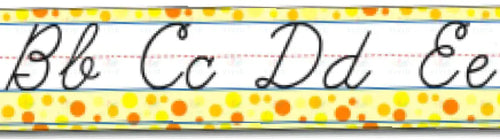 SC10015 Cursive letters with orange and yellow border - Learning Charts English