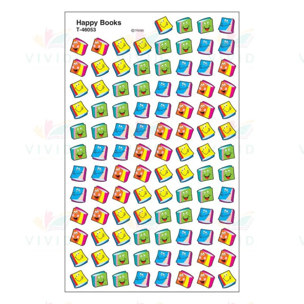 T46053 HAPPY BOOKS SUPERSPACE STICKERS -.5’’ - Classroom Management and Teacher Aid