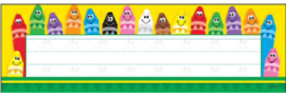 T69013 Happy Crayons Name|Desk Plates - 3.5x11.5’’ - Classroom Management and Teacher Aid