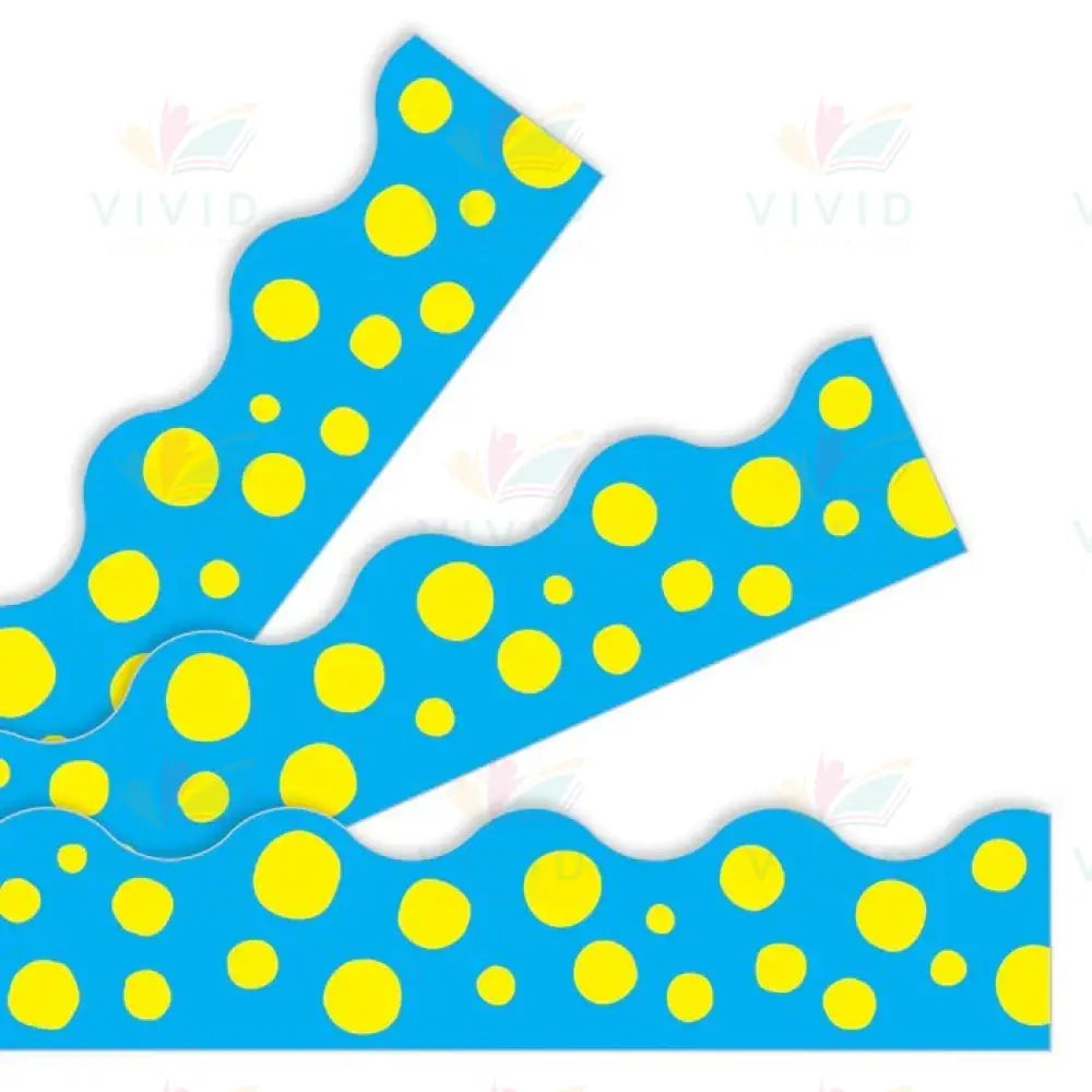 T92158 BLUE POLKA DOT BORDER - Bulletin Trimmers