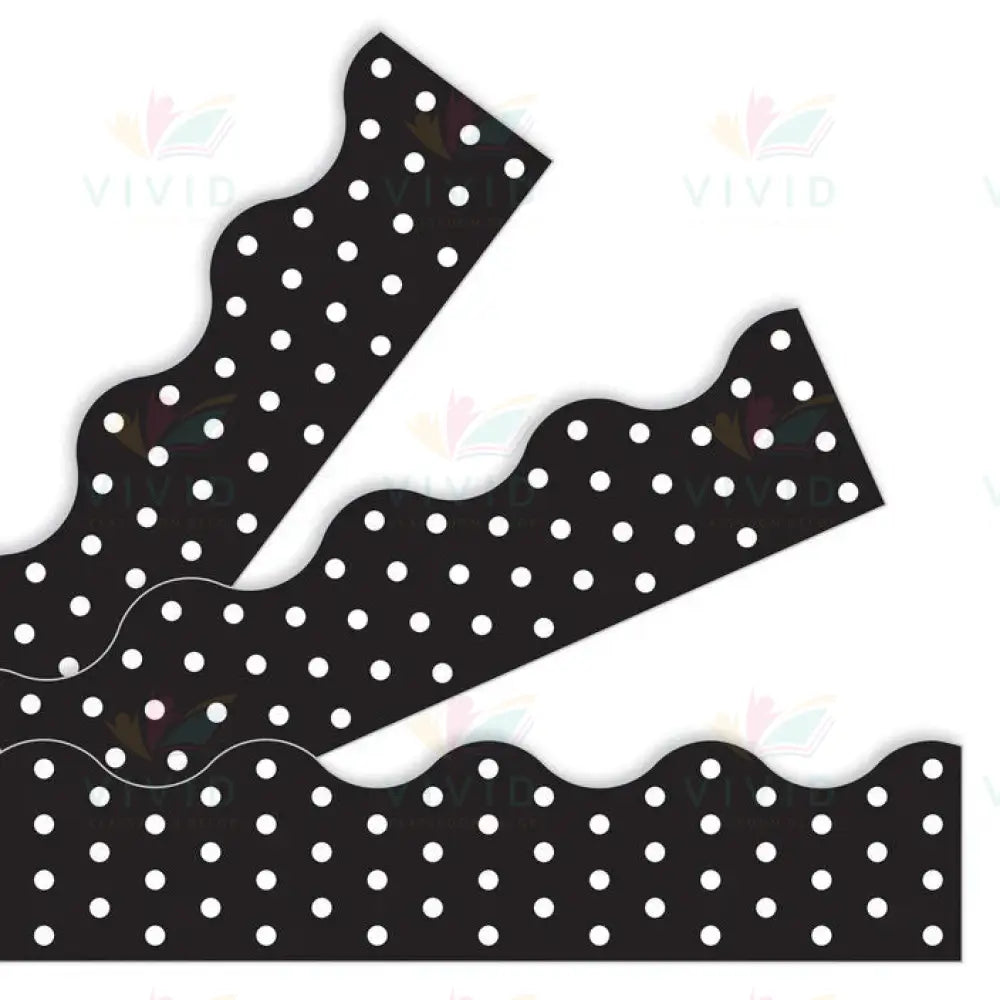 T92671 BLACK AND WHITE POLKA DOT BORDER - Bulletin Trimmers