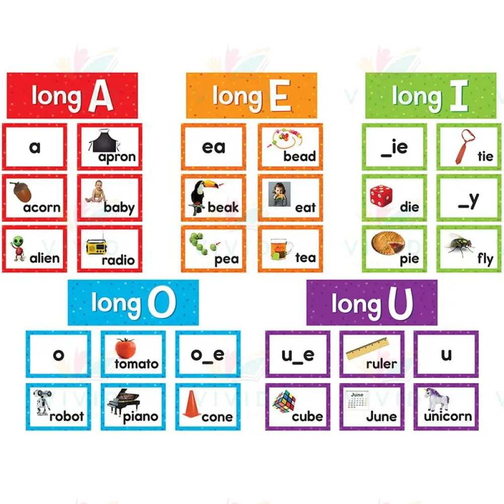 TCR20851 Long Vowel Cards - Learning Charts English