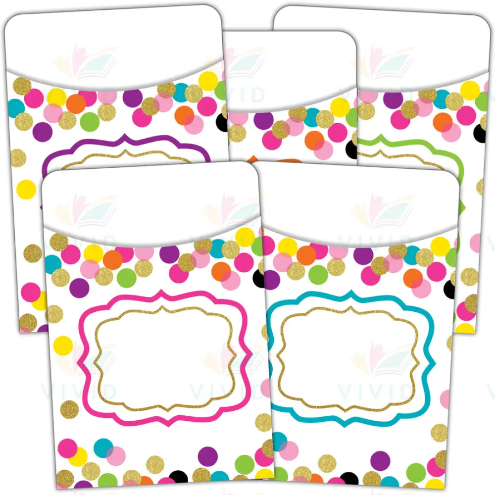 TCR2736 Confetti Library Pockets - 3x5’’ - Classroom Management and Teacher Aid