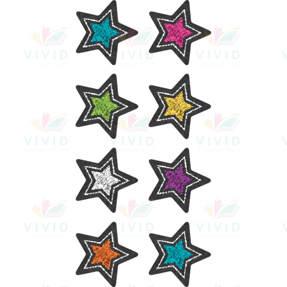 TCR3556 Chalkboard Brights Stars Mini Stickers -.5’’ - Classroom Management and Teacher Aid