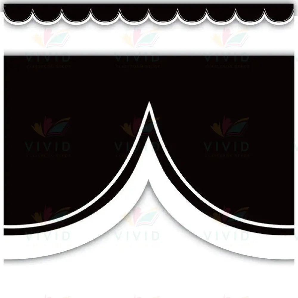 TCR3953 Black with White Scalloped Die-Cut Border Trim - Bulletin Trimmers