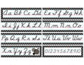 TCR4099 Cursive letters strips with Black and White Polka dots - Learning Charts English