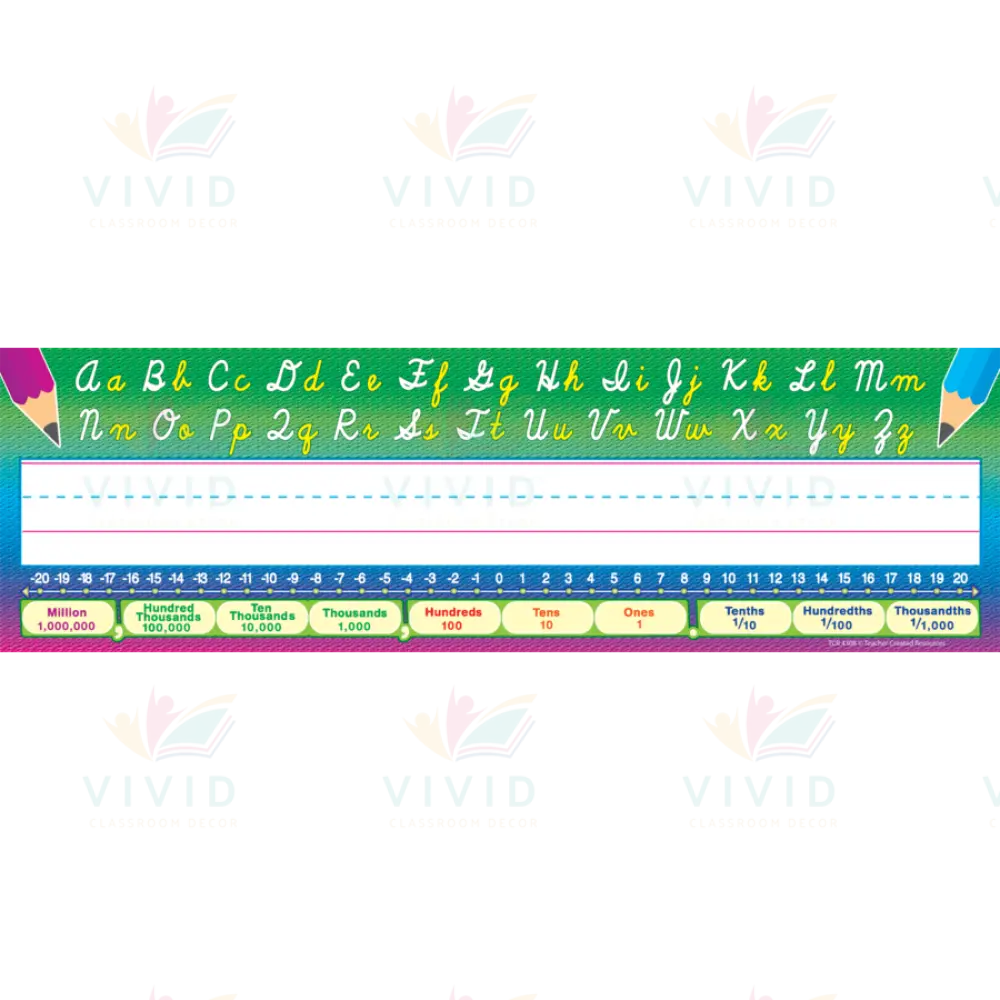 TCR4308 Script ABC Name|Desk Plates - 3.5x11.5’’ - Classroom Management and Teacher Aid