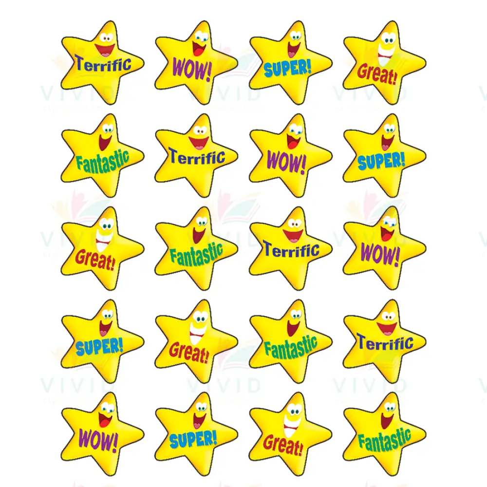 TCR5126 Happy Stars Stickers - 1’’ - Classroom Management and Teacher Aid