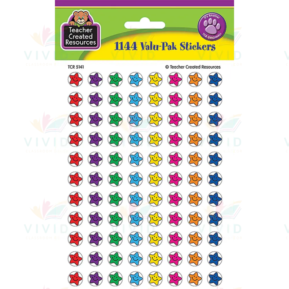 TCR5141 Smiley Stars Mini Stickers Valu-Pack - 3/8’’ - Classroom Management and Teacher Aid