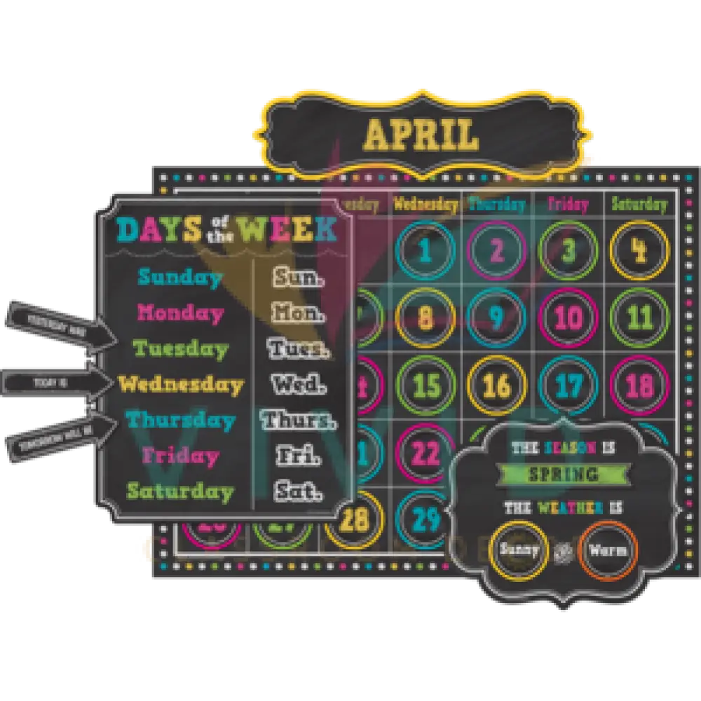 TCR5615 Chalkboard Full Calendar - Calendars