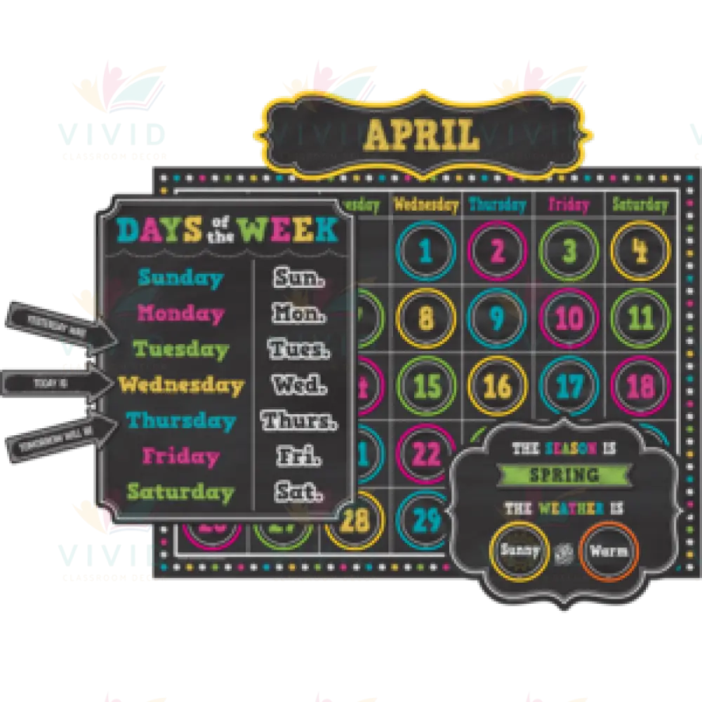 TCR5615 Chalkboard Full Calendar - Calendars