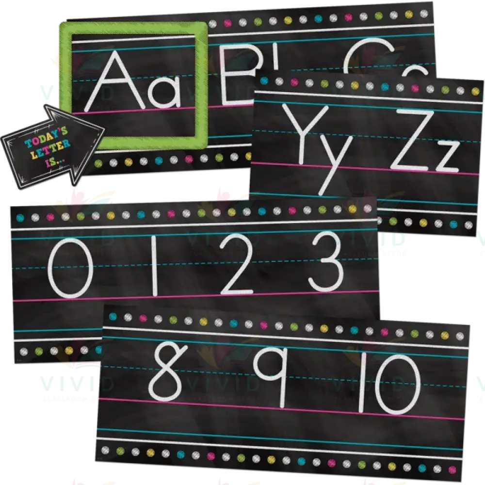 TCR5621 ABC LETTERS STRIPS WITH CHALKBOARED BACKGROUND - Learning Charts English