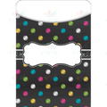 TCR5657 Black Polka Dot Library Pockets - 3x5’’ - Classroom Management and Teacher Aid