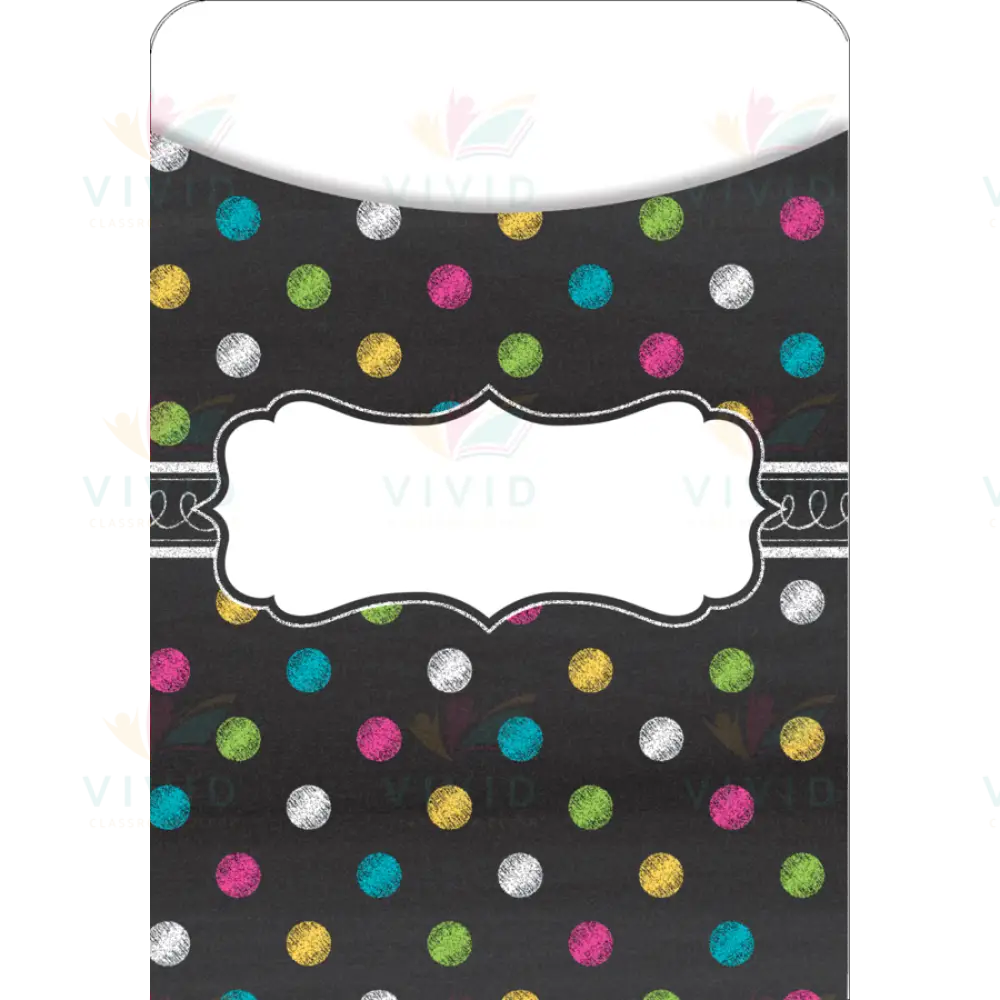 TCR5657 Black Polka Dot Library Pockets - 3x5’’ - Classroom Management and Teacher Aid