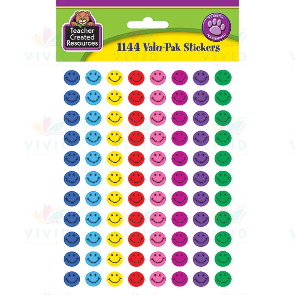 TCR6633 Happy Face Mini Stickers Valu-Pak - 3/8’’ - Classroom Management and Teacher Aid