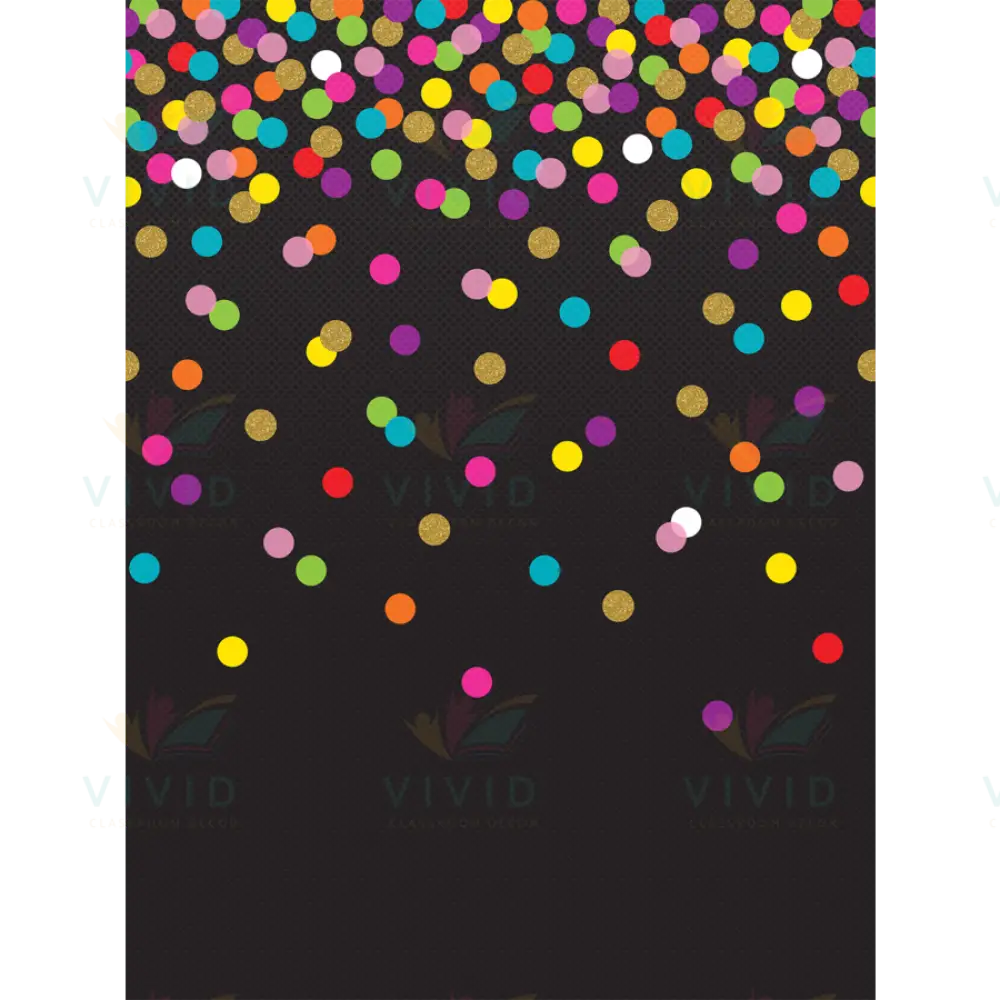 TCR77037 Colorful Confetti on Black Better Than Paper Bulletin Board Roll - 4x12 ft - Bulletin Roll Paper