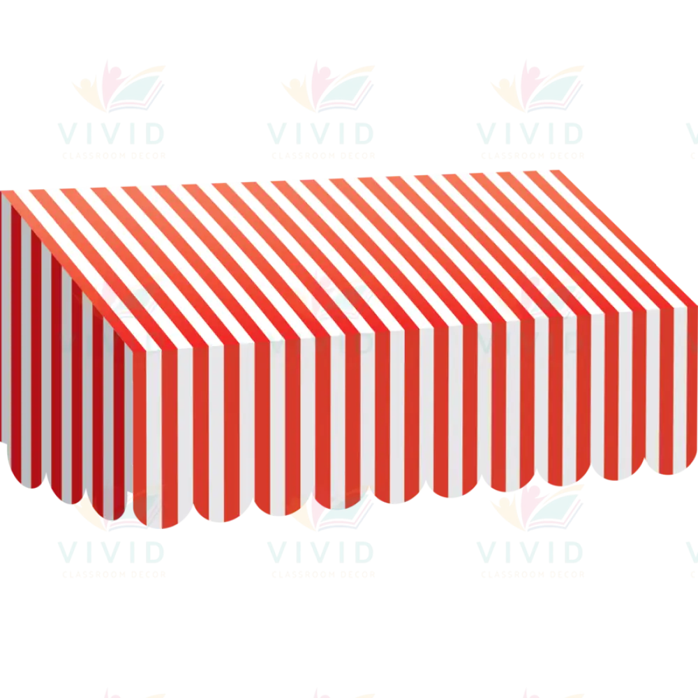 TCR77165 RED AND WHITE STRIPED AWNING - 24’’ W x 12½’ H x 8’’ D. - Paper Awnings