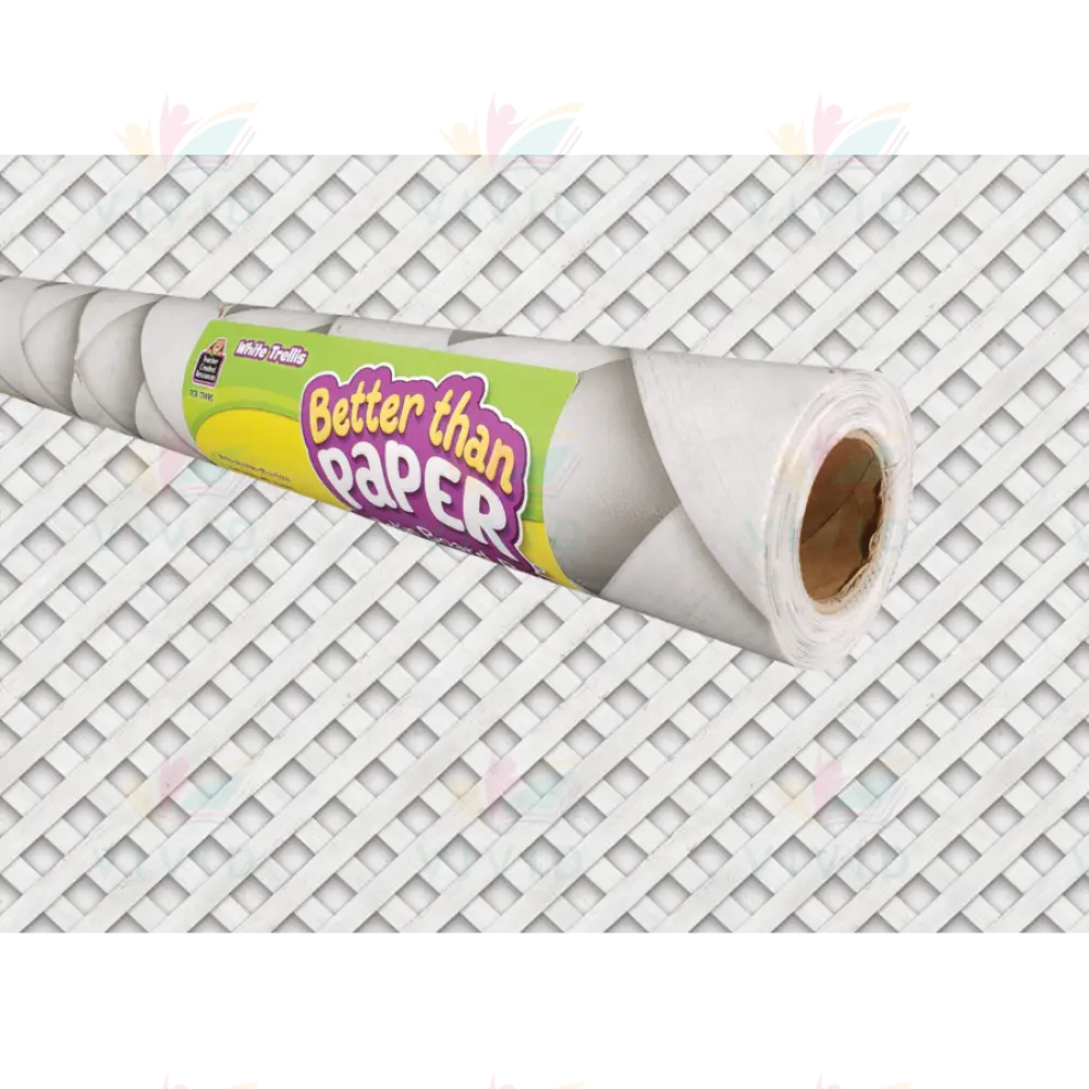 TCR77490 White Trellis Better Than Paper Bulletin Board Roll - 4x12 ft - Bulletin Roll Paper