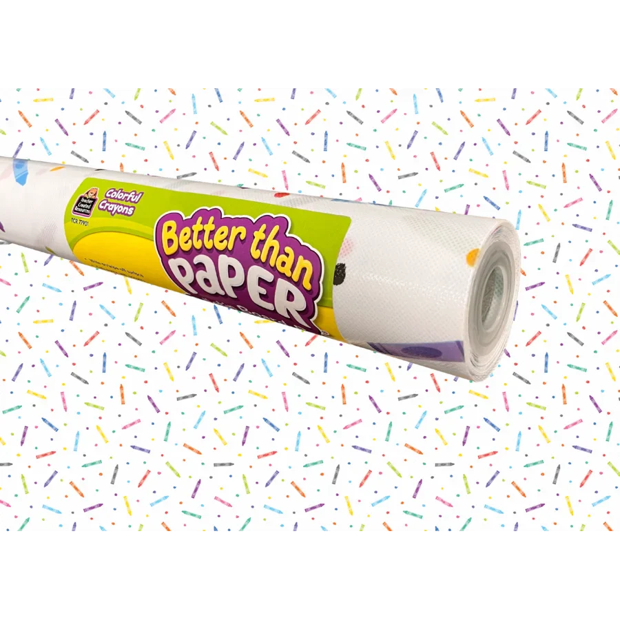 TCR77901 COLORFUL CRAYONS BETTER THAN PAPER BULLETIN BOARD ROLL