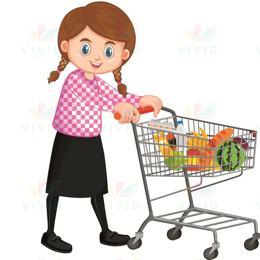 VCP2130 GIRL PUSHING CART - Centerpieces