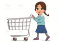 VCP2154 GIRL PUSHING CART - Centerpieces