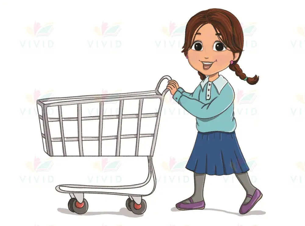 VCP2154 GIRL PUSHING CART - Centerpieces